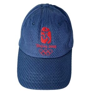 Beijing 2008 Olympics Hat Cap Souvenir Adjustable‎ Navy Red Embroidered